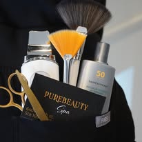 PureBeauty Spa branded kit with brushes and sunscreen